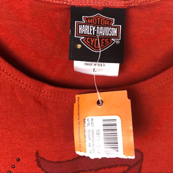 NWT Harley-Davidson Tank Top Orange Womens Large - Picture 3 of 8